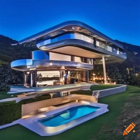 A Spectacular Futuristic Mansion In Chrome On A Hill Above Los Angeles