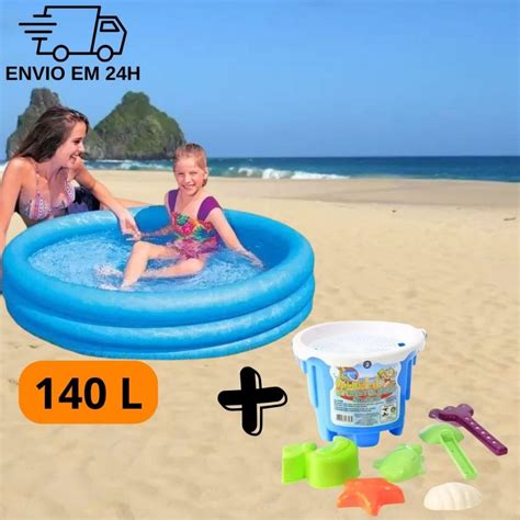 Kit Piscina Inflavel Infantil Aneis Litros E Baldinho De Praia