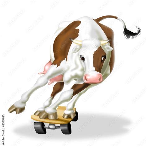 Skating Cow Illustration Stock Adobe Stock