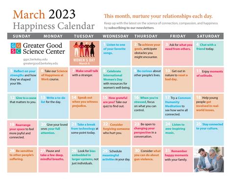 Your Happiness Calendar for March 2023