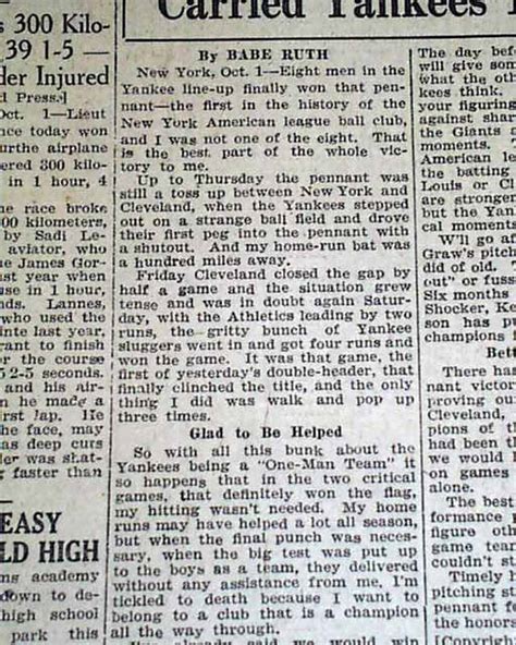 1st New York Yankees World Series Babe Ruth 1921 RareNewspapers