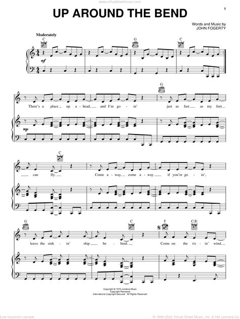 Up Around The Bend Sheet Music For Voice Piano Or Guitar Pdf