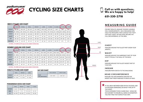 Cycling Apparel Size Charts | Podiumwear