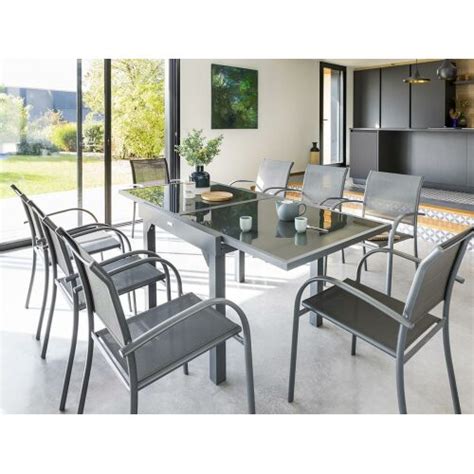 Hesperide Table Extensible Carr E En Verre Piazza Places Gris