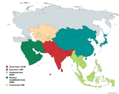 Population Map Of Asia Population Map Of Asia From, The World Book;