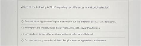 Solved Which Of The Following Is TRUE Regarding Sex Chegg