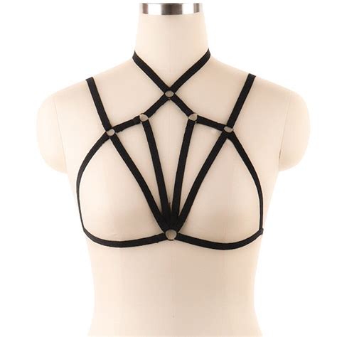 Women Sexy Bondage Harness Elastic Cage Bra Rave Wear Body Harnesses Lingerie Sexy Pastel Goth