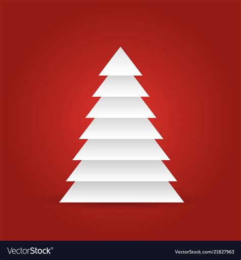 Christmas Tree Of White Layered Triangles On Red Vector Image