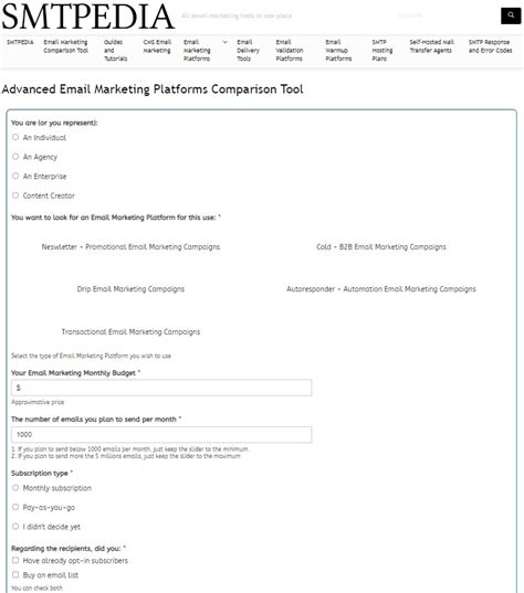 Introducing Smtpedia S Advanced Email Marketing Comparison Tool 101