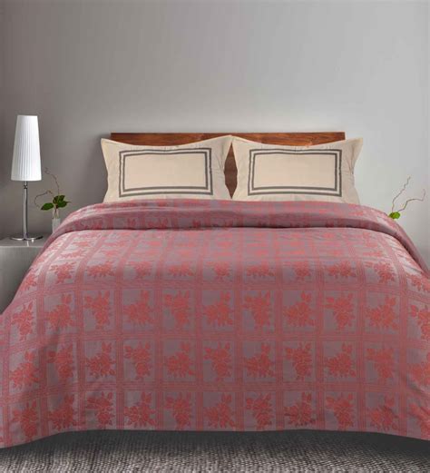 Buy Rust Floral 144 Tc 100 Cotton King Sized Bed Sheets With 2 Pillow