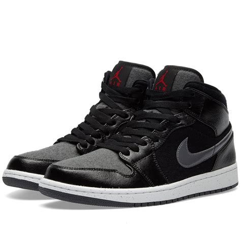 Nike Air Jordan 1 Mid Winterized (Black, Gym Red & Grey)