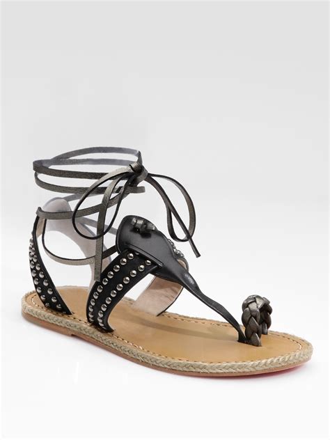 Christian Louboutin Flat Gladiator Sandals In Black Lyst