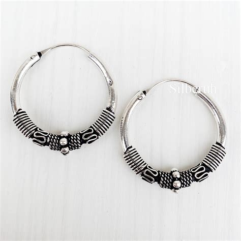 Silver Tribal Bali Hoop Earring Silberuh