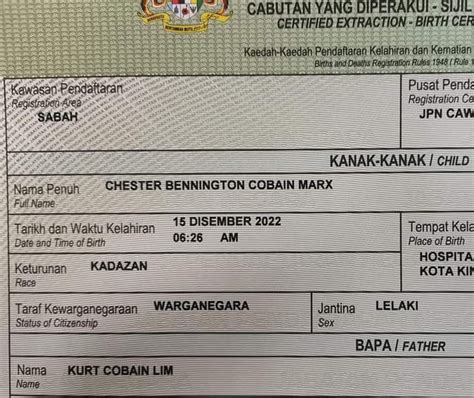 FYI This Is An Official Malaysian Birth Certificate I Welcome You