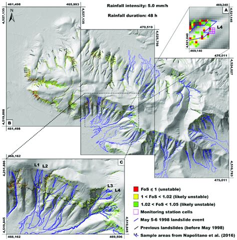 Distributed Slope Stability Maps At Site Specific A And Slope