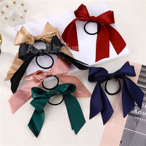 Korean Hot Hair Accessories Lovely Ribbon Bow Tie Hair Rope Elastic