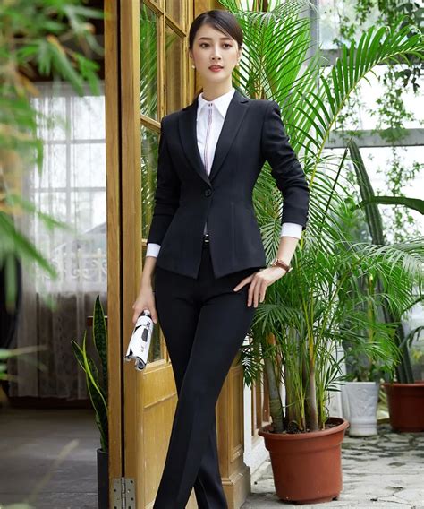 New Styles Formal Pant Suits Women Work Wear Black Blazer And Jacket Sets Office Ladies Business