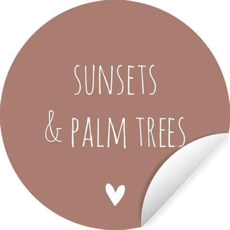 Wallcircle Muurstickers Behangcirkel Engelse Quote Sunset Palm