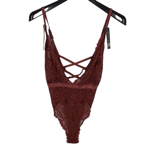 Rachel Roy Red Deep Plunge Lace Teddy Bodysuit Lingerie Sexy Intimates Size Xl Ebay