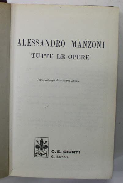 Alessandro Manzoni Tutte Le Opere Text In Limba Italiana