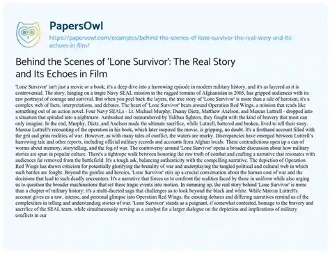 Behind the Scenes of 'Lone Survivor': The Real Story and Its Echoes in ...