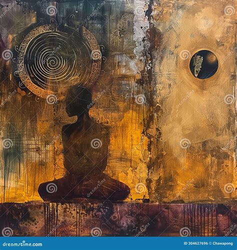 Whispers Behind the Veil, Surreal Composition Stock Illustration