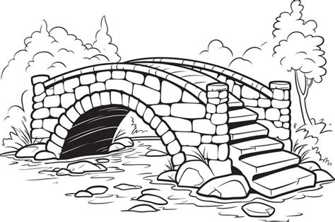 A drawing of a bridge with a river in the background | Premium AI ...