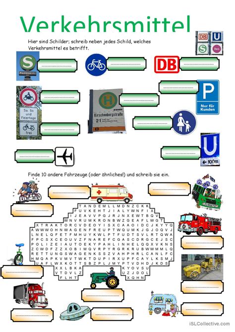 Verkehrsmittel English Esl Worksheets Pdf Doc