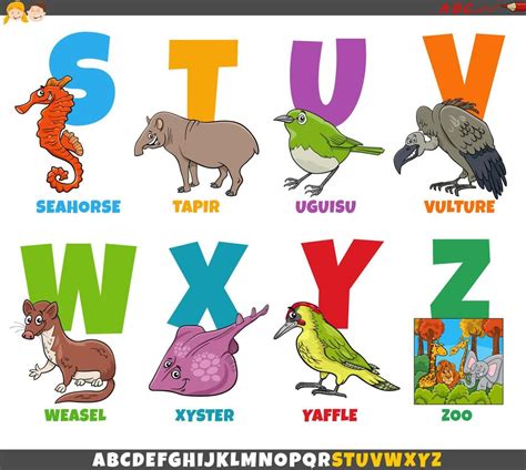 educational alphabet set with cartoon animal characters 20794346 Vector Art at Vecteezy