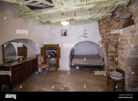 Italy, region of Apulia: Alberobello. Interior of a trullo, Trulli of ...