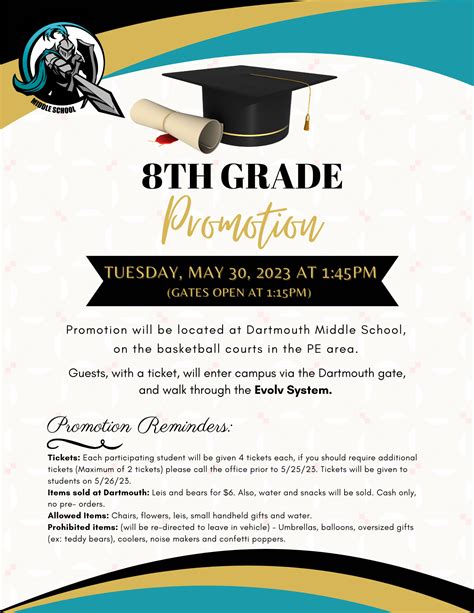 8th Grade Promotion Information Tuesday May 30th Dartmouth Middle School