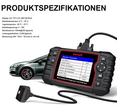 iCarsoft POR V3 0 für Porsche Diagnose Scanner OBD 2 Diagnosegerät Öl