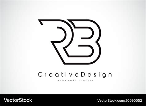 Rb R B Letter Logo Design In Black Colors Vector Image