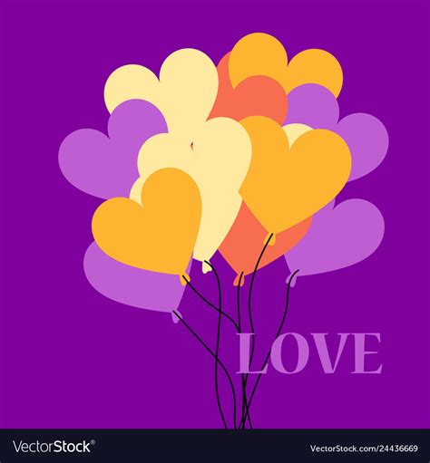Flat Design Hear Hot Air Balloon Icon Royalty Free Vector