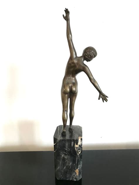 French Art Deco Bronze Nude Dancer On Marble Base Artedeco Online Antiques