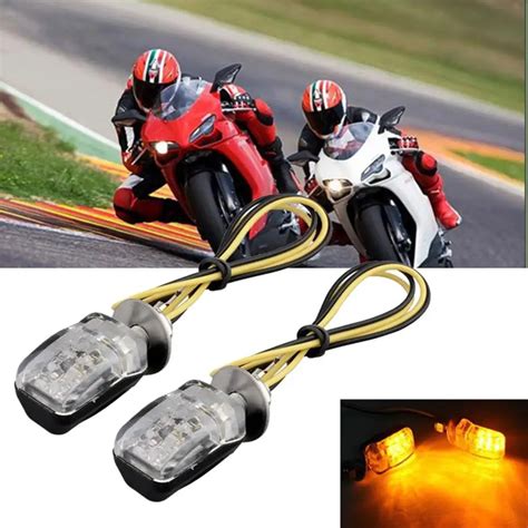 1 Pair 12V Universal Motorcycle LED Mini Turn Signal Lights Blinker