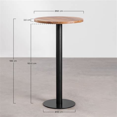 Round Acacia Wood High Bar Table Macchiato SKLUM