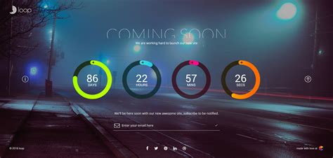 Loop Animated Coming Soon Countdown Landingpage Template