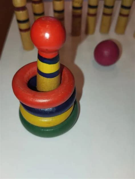 Mini Jeux De Quilles Avec Sa Boule En Bois Bilboquet En Bois Jeu D