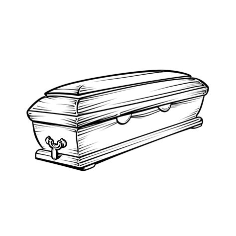 Doodle Coffin Isolated Outline Hand Drawn Coffin Clip Art Vector