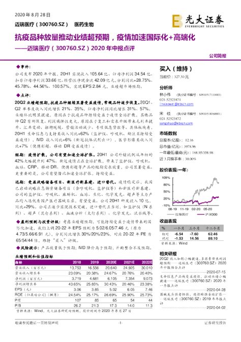 2020年中报点评：抗疫品种放量推动业绩超预期，疫情加速国际化高端化