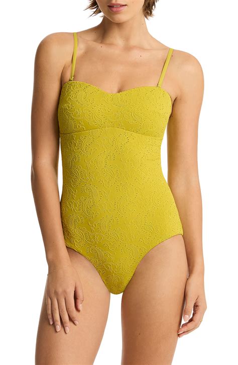 Sea Level Interlace Seamless Bandeau One Piece Swimsuit Nordstrom In