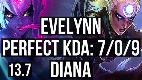 EVELYNN Vs DIANA JNG 7 0 9 2 0M Mastery 1200 Games Godlike KR