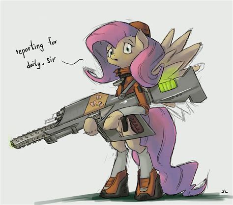 Safe Artist Docwario Fluttershy Pony G Gun High Res