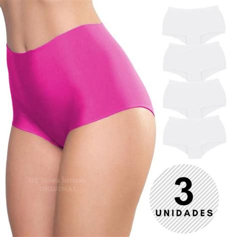 Kit Cal Inha Cueca Box Feminina Sem Costura Corte A Laser Gt Moda