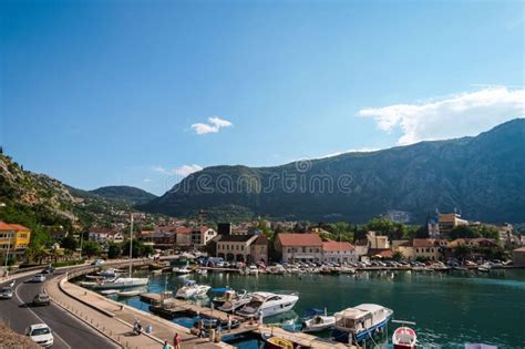 Coastal Town And Marina In Montenegro Stock Image Image Of Vehicles
