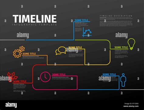 Vector Infographic Timeline Template With Icons Made From Thin Line