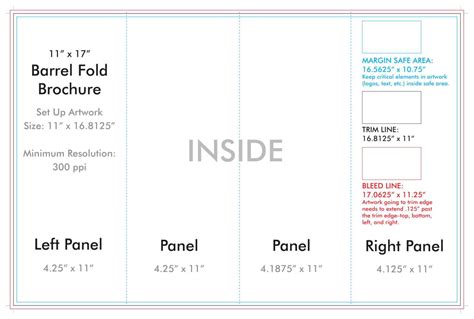 11 X 17 Barrel Fold Brochure Template U S Press For 4 Panel