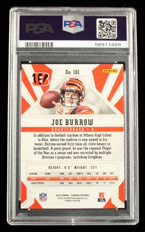 Joe Burrow 2020 Panini Phoenix Fire Burst 101 Rc Psa 10 Pristine