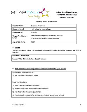 Fillable Online Lesson Plan Interviews Fax Email Print Pdffiller